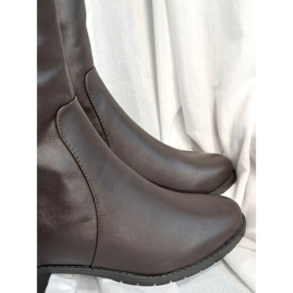 ShoeDazzle Lornah WC Riding Boots Dark Brown Over Knee Faux Leather Women's 8.5 - Picture 6 of 12